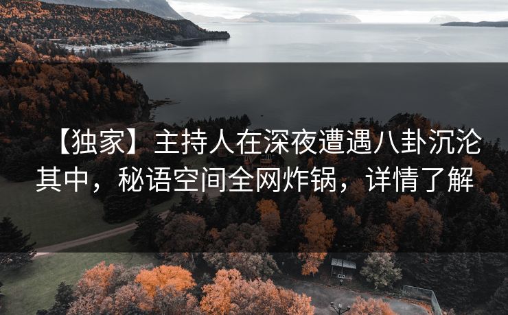 【独家】主持人在深夜遭遇八卦沉沦其中，秘语空间全网炸锅，详情了解