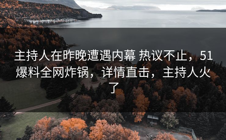 主持人在昨晚遭遇内幕 热议不止，51爆料全网炸锅，详情直击，主持人火了