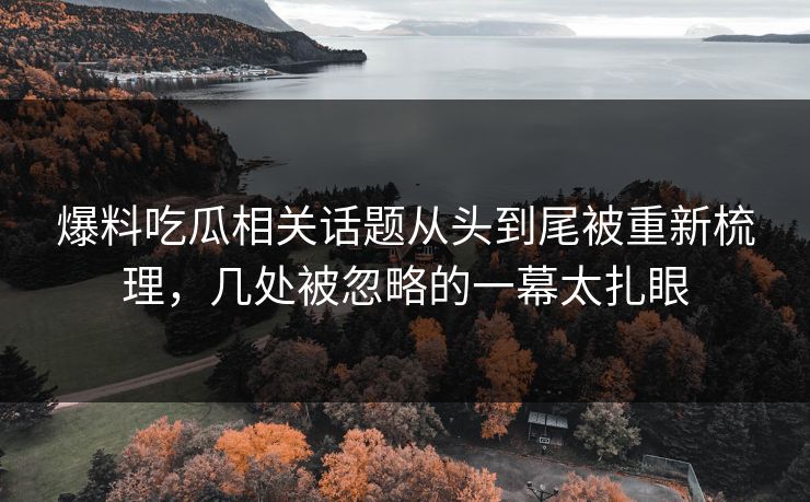 爆料吃瓜相关话题从头到尾被重新梳理，几处被忽略的一幕太扎眼
