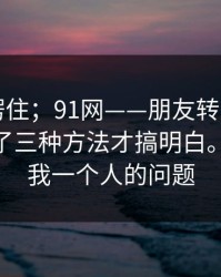 我当场愣住；91网——朋友转发给我——我试了三种方法才搞明白。这不是我一个人的问题