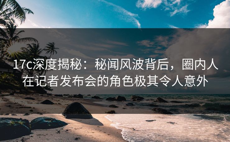 17c深度揭秘：秘闻风波背后，圈内人在记者发布会的角色极其令人意外