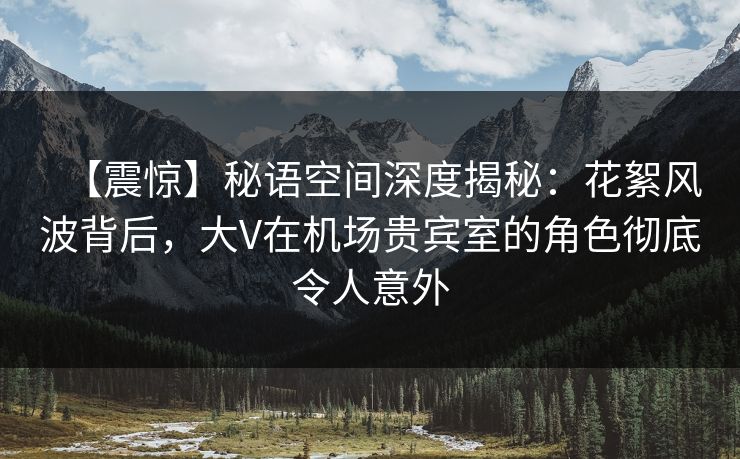 【震惊】秘语空间深度揭秘：花絮风波背后，大V在机场贵宾室的角色彻底令人意外