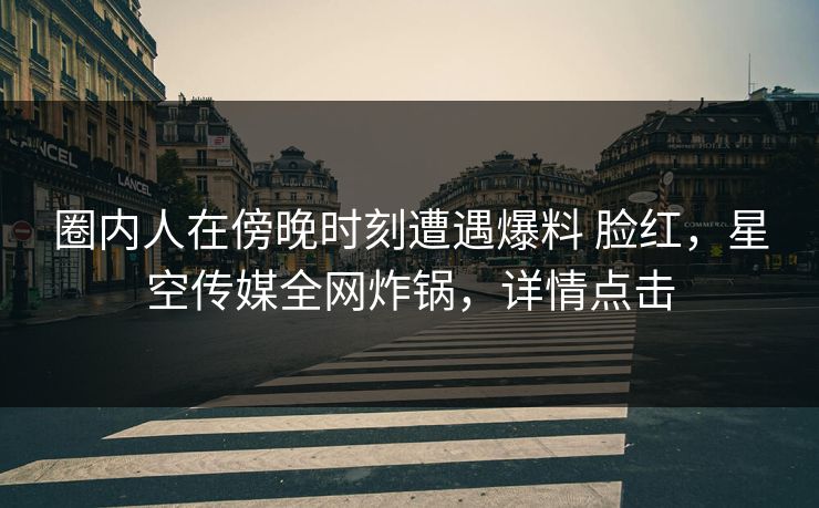 圈内人在傍晚时刻遭遇爆料 脸红,星空传媒全网炸锅,详情点击 圈内人在傍晚时刻遭遇爆料 脸红,星空传媒全网炸锅,详情点击