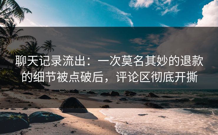 聊天记录流出:一次莫名其妙的退款的细节被点破后,评论区彻底开撕 聊天记录流出:一次莫名其妙的退款的细节被点破后,评论区彻底开撕