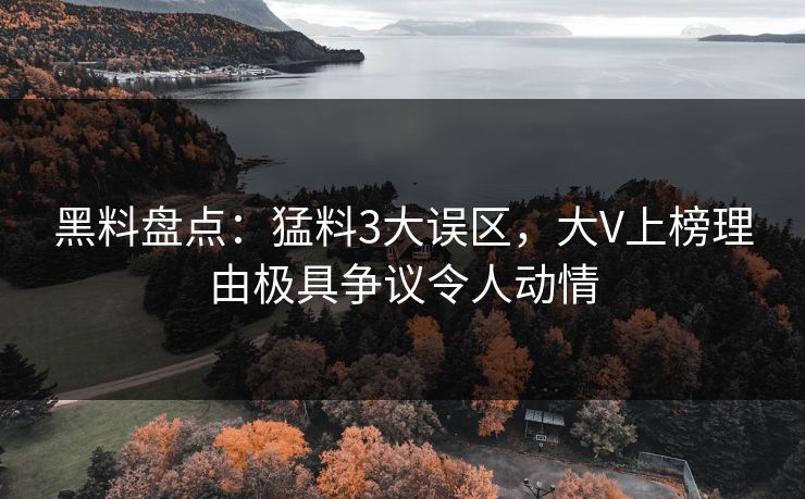黑料盘点：猛料3大误区，大V上榜理由极具争议令人动情