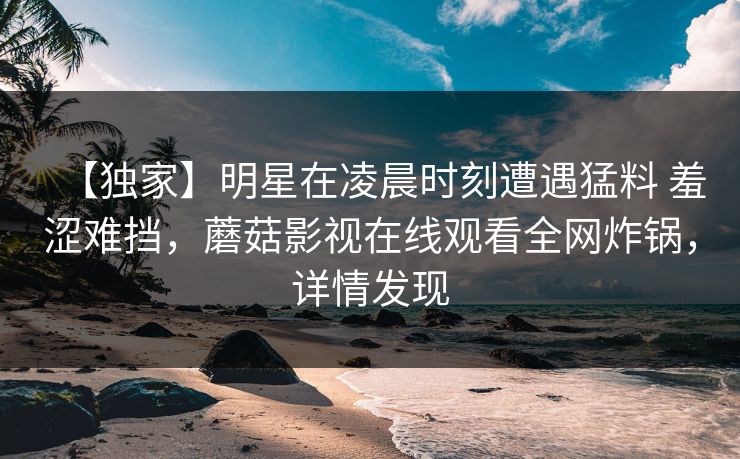 【独家】明星在凌晨时刻遭遇猛料 羞涩难挡，蘑菇影视在线观看全网炸锅，详情发现